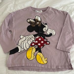 Zara Minnie Mouse Sequin FLIP long sleeve shirt
